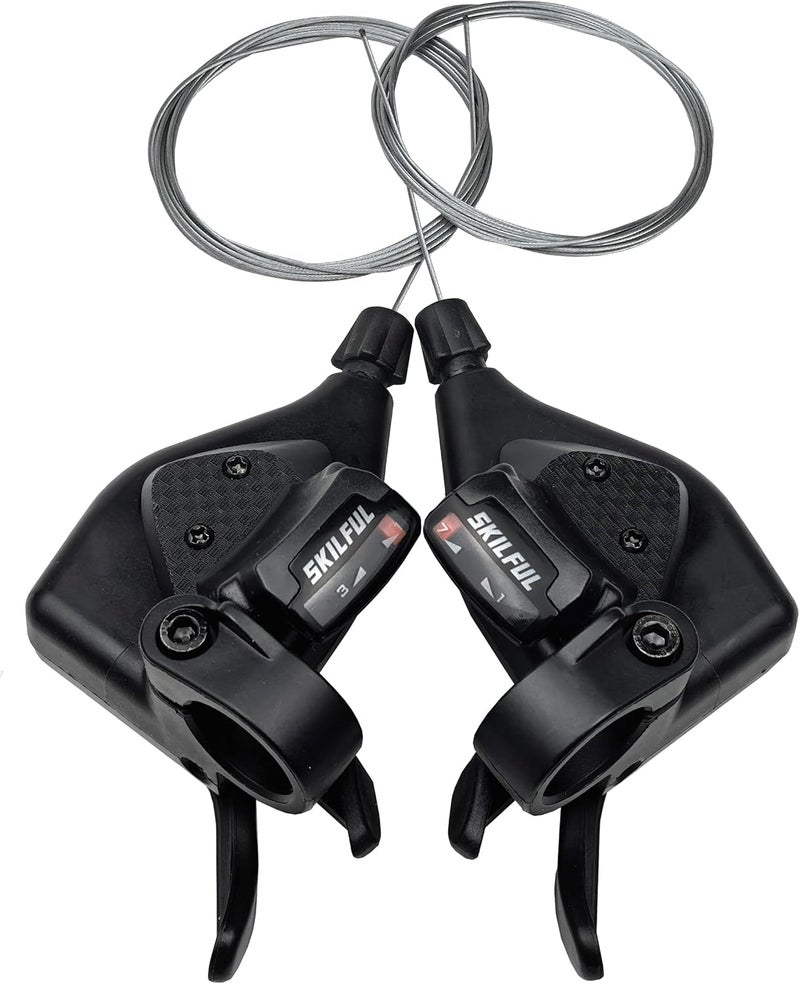 THALOUS Bicycle Gear Shift Lever 3x7 3x8 3 7 21 24 Speed Thumb Shifter with Gear Indicator Left Right for MTB Moutain Road Bike Tricycle - Image 1
